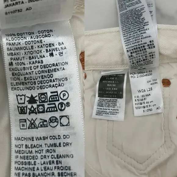 Levi's Wedgie Straight Ankle Jeans Off White Sz 26 Americana Heritage Chic Vibe - Picture 6 of 10